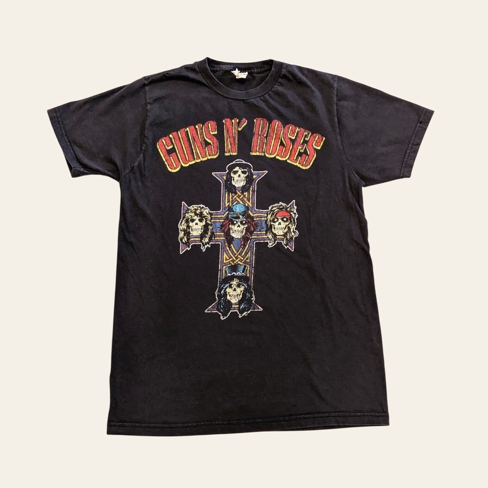 Guns N Roses Appetite for Destruction Cross Graphic Tee Bay Island Medium Black